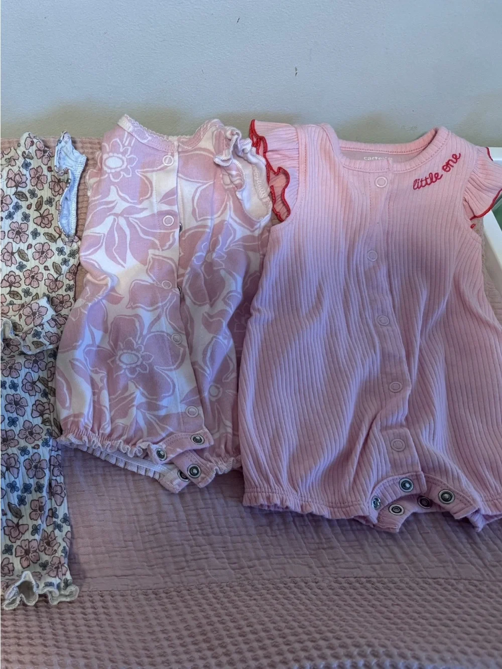 4 Carter's Pink Floral Baby Matching Sets -